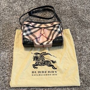 Burberry Beige and Black Plaid Shoulder Bag